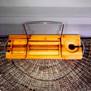 Bamboo Expandable Bathtub Caddy Rack Tray